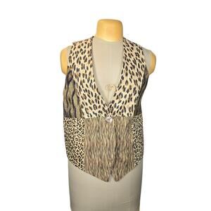 Vtg Carol Antone Collection Womens Medium Vest Animal Print Y2K Glam Maximalist